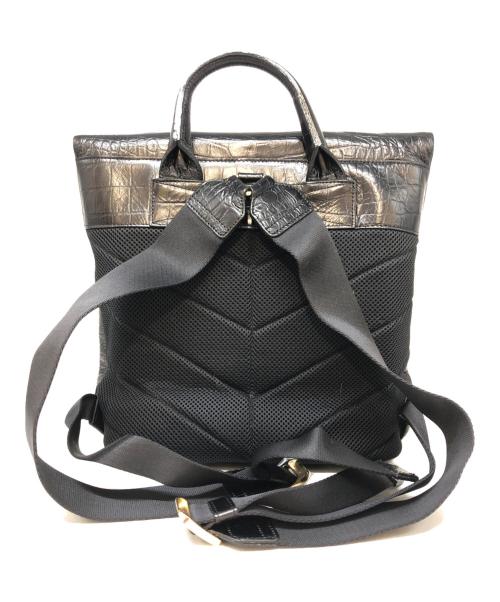 A.D.M.J.（エーディーエムジェイ）A.D.M.J. (エーディーエムジェイ) クロコ型押しリュック ブラックの古着・服飾アイテム