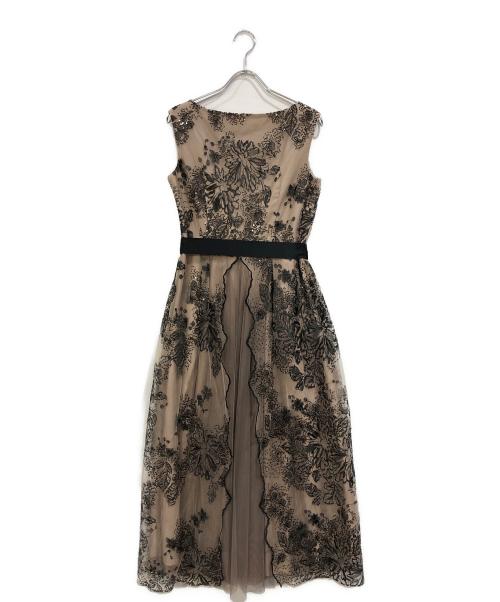 STRAWBERRY FIELDS（ストロベリーフィールズ）STRAWBERRY FIELDS (ストロベリーフィールズ) チュールスパンコール刺繍ドレス ベージュ サイズ:なしの古着・服飾アイテム