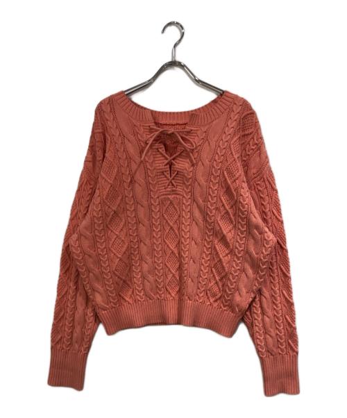 Noble（ノーブル）Noble (ノーブル) 2way地柄 レースアッププルオーバー ピンク サイズ:-の古着・服飾アイテム