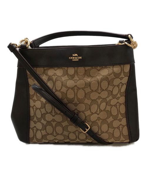 COACH（コーチ）COACH (コーチ) 2WAYバッグ ベージュ×ブラウンの古着・服飾アイテム