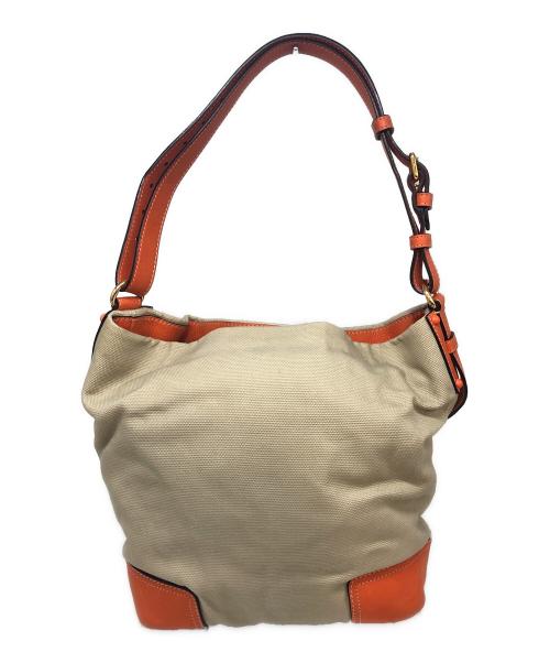 LOEWE（ロエベ）LOEWE (ロエベ) アナグラムキャンバスバッグ ベージュ×オレンジの古着・服飾アイテム