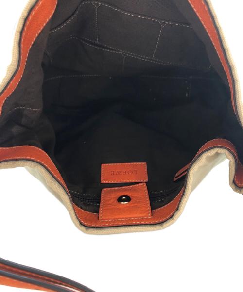 LOEWE（ロエベ）LOEWE (ロエベ) アナグラムキャンバスバッグ ベージュ×オレンジの古着・服飾アイテム