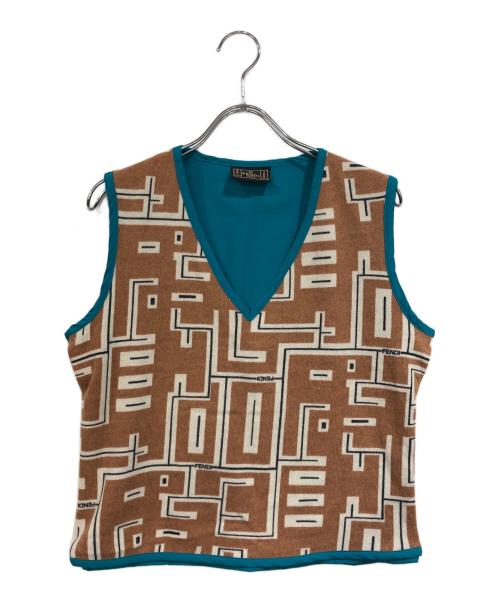 FENDI（フェンディ）FENDI (フェンディ) ベスト ブラウン×ブルー サイズ:42の古着・服飾アイテム