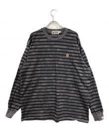 A BATHING APE（ア ベイシング エイプ）の古着「SOLID CAMO ONE POINT RELAXED FIT STRIPE LS TEE」｜ブラック