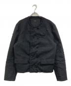 TAAKKターク）の古着「SHRINK QUILTING COLLARLESS JACKET」｜ブラック