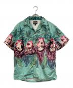 EROSTIKAエロスティカ）の古着「SEVERED LADY HEAD HAWAIIAN SHIRT」｜グリーン