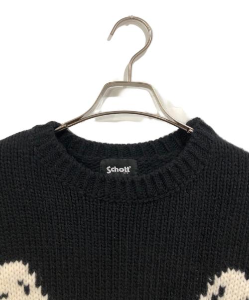 Schott（ショット）Schott (ショット) CROSS BONE KNIT ブラック サイズ:SIZE Lの古着・服飾アイテム