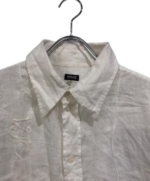 VERSACE（ヴェルサーチェ）VERSACE (ヴェルサーチェ) オールドリネンシャツ ホワイト サイズ:SIZE Mの古着・服飾アイテム