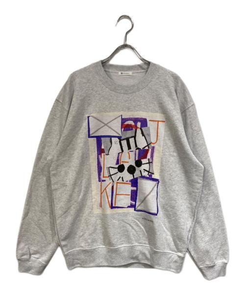 HERALBONY（ヘラルボニー）HERALBONY (ヘラルボニー) レギュラーフィットクループルオーバー「みつけて」 グレー サイズ:SIZE Lの古着・服飾アイテム