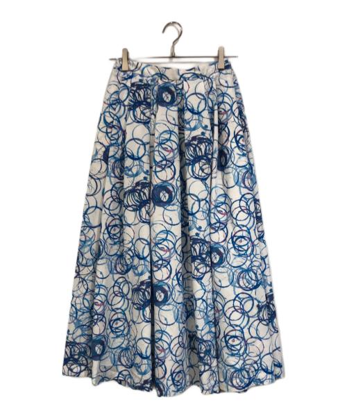 HERALBONY（ヘラルボニー）HERALBONY (ヘラルボニー) フレアスカート「タイトル不明」 ブルー×ホワイト サイズ:SIZE Mの古着・服飾アイテム