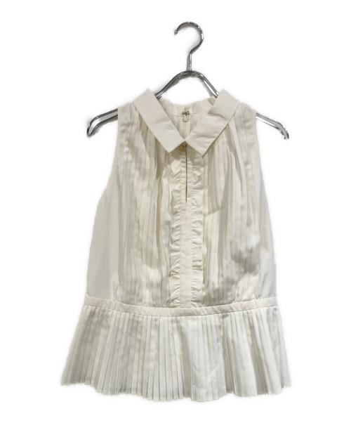 HER LIP TO（ハーリップトゥ）Her lip to (ハーリップトゥ) Manon Pleated Peplum Top ホワイト サイズ:SIZE Sの古着・服飾アイテム