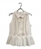 HER LIP TOハーリップトゥ）の古着「Manon Pleated Peplum Top」｜ホワイト