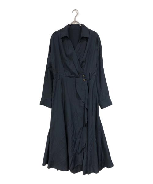 La TOTALITE（ラ ト―タリテ）La TOTALITE (ラ ト―タリテ) 【洗える】カシュクールシャツワンピース ネイビー サイズ:SIZE 36の古着・服飾アイテム