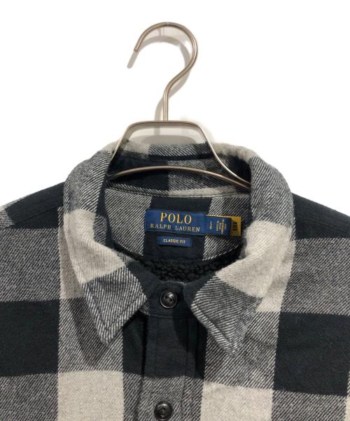 POLO RALPH LAUREN（ポロ・ラルフローレン）POLO RALPH LAUREN (ポロ・ラルフローレン) 裏ボアシャツジャケット グレー サイズ:SIZE Lの古着・服飾アイテム