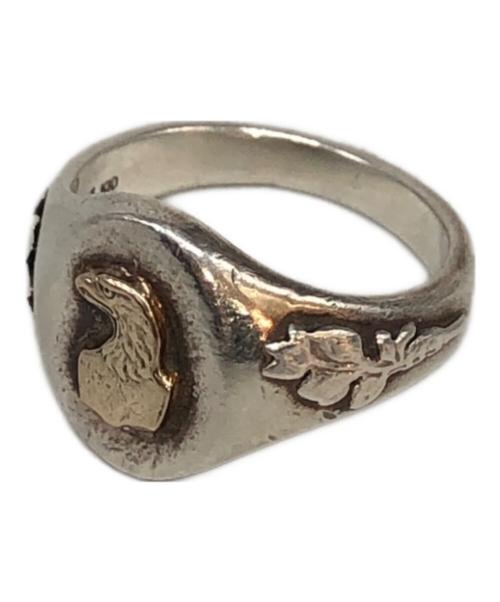 WAKAN SILVER SMITH（ワカンシルバースミス）WAKAN SILVER SMITH (ワカンシルバースミス) R-089 Oval signet ring olive (K10 eagle) サイズ:18号の古着・服飾アイテム