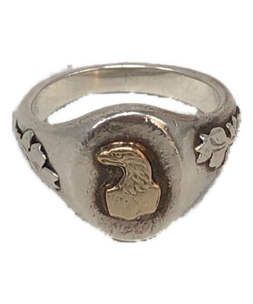 WAKAN SILVER SMITH（ワカンシルバースミス）WAKAN SILVER SMITH (ワカンシルバースミス) R-089 Oval signet ring olive (K10 eagle) サイズ:18号の古着・服飾アイテム