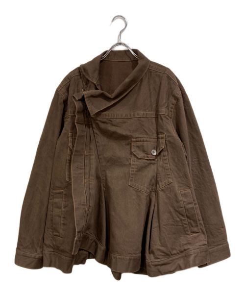 sacai（サカイ）sacai (サカイ) WOMEN'S ASYMMETRIC DENIM JACKET ブラウン サイズ:SIZE 3の古着・服飾アイテム