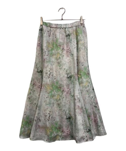 HERALBONY（ヘラルボニー）HERALBONY (ヘラルボニー) サテンスカート「サクラ」 グリーン サイズ:SIZE Mの古着・服飾アイテム
