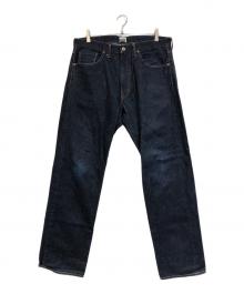 BAPE BY A BATHING APE（ベイプバイアベイシングエイプ）の古着「BAPEロゴプリントデニムパンツ」｜インディゴ