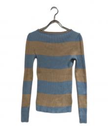 SEVEN TEN by MIHO KAWAHITO（セブン テン バイ ミホ カワヒト）の古着「カラーボーダーニット」｜ベージュ×ブルー