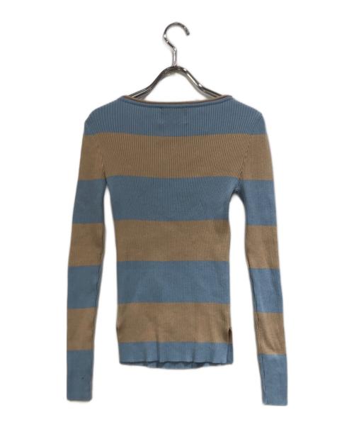 SEVEN TEN by MIHO KAWAHITO（セブン テン バイ ミホ カワヒト）SEVEN TEN by MIHO KAWAHITO (セブン テン バイ ミホ カワヒト) カラーボーダーニット ベージュ×ブルー サイズ:SIZE Freeの古着・服飾アイテム