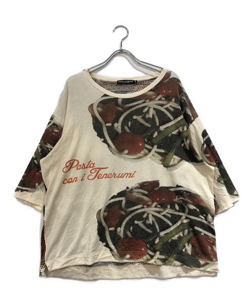 DOLCE & GABBANA（ドルチェ＆ガッバーナ）DOLCE & GABBANA (ドルチェ＆ガッバーナ) プリントTシャツ ベージュ サイズ:48の古着・服飾アイテム