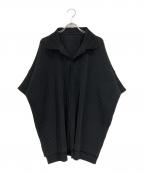 HOMME PLISSE ISSEY MIYAKEオム プリッセ イッセイ ミヤケ）の古着「プリーツオープンカラーシャツ」｜ブラック