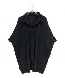 HOMME PLISSE ISSEY MIYAKE（オム プリッセ イッセイ ミヤケ）の古着「プリーツオープンカラーシャツ」｜ブラック