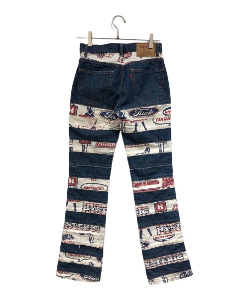 Hysteric Glamour（ヒステリックグラマー）Hysteric Glamour (ヒステリックグラマー) FANTASTIC柄スクラッチ フレアデニムパンツ インディゴ サイズ:25の古着・服飾アイテム