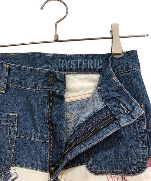 Hysteric Glamour（ヒステリックグラマー）Hysteric Glamour (ヒステリックグラマー) FANTASTIC柄スクラッチ フレアデニムパンツ インディゴ サイズ:25の古着・服飾アイテム