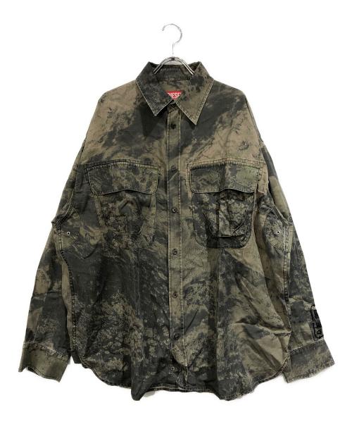 DIESEL（ディーゼル）DIESEL (ディーゼル) 総柄シャツ グリーン サイズ:48の古着・服飾アイテム