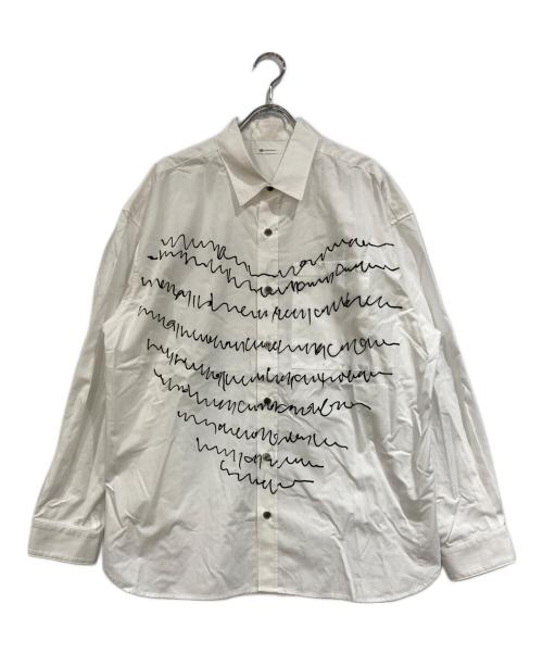 HERALBONY（ヘラルボニー）HERALBONY (ヘラルボニー) レギュラーカラーシャツ「heart-mm2024」 ホワイト サイズ:Lの古着・服飾アイテム