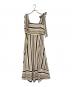 Her lip to（ハーリップトゥ）の古着「Cordelia Striped Ribbon Dress」｜ベージュ×ブラック
