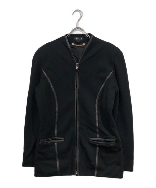 GUCCI（グッチ）GUCCI (グッチ) パイピングニットジャケット ブラック サイズ:SIZE 48の古着・服飾アイテム
