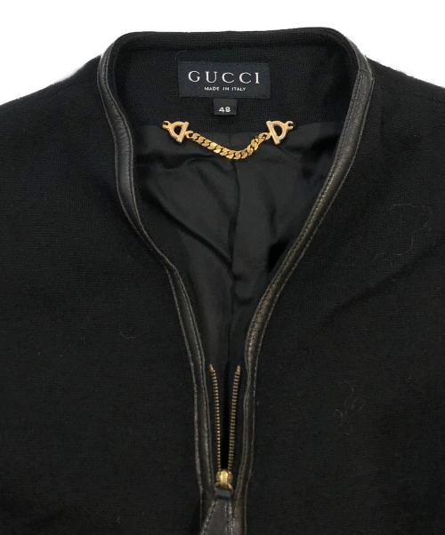 GUCCI（グッチ）GUCCI (グッチ) パイピングニットジャケット ブラック サイズ:SIZE 48の古着・服飾アイテム