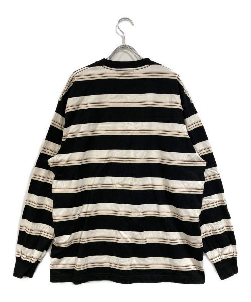 A BATHING APE（アベイシングエイプ）A BATHING APE (アベイシングエイプ) STRIPE ONE POINT RELAXED FIT POCKET LS TEE ブラック サイズ:SIZE Mの古着・服飾アイテム