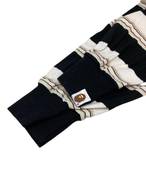 A BATHING APE（アベイシングエイプ）A BATHING APE (アベイシングエイプ) STRIPE ONE POINT RELAXED FIT POCKET LS TEE ブラック サイズ:SIZE Mの古着・服飾アイテム