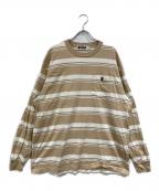 A BATHING APEアベイシングエイプ）の古着「STRIPE ONE POINT RELAXED FIT POCKET LS TEE」｜ベージュ
