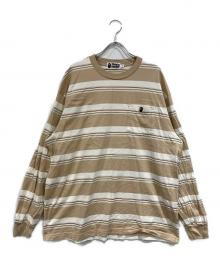 A BATHING APE（アベイシングエイプ）の古着「STRIPE ONE POINT RELAXED FIT POCKET LS TEE」｜ベージュ