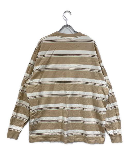 A BATHING APE（アベイシングエイプ）A BATHING APE (アベイシングエイプ) STRIPE ONE POINT RELAXED FIT POCKET LS TEE ベージュ サイズ:SIZE Mの古着・服飾アイテム