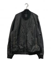 EMPORIO ARMANI（エンポリオ アルマーニ）の古着「レザーボンバージャケット」｜ブラック