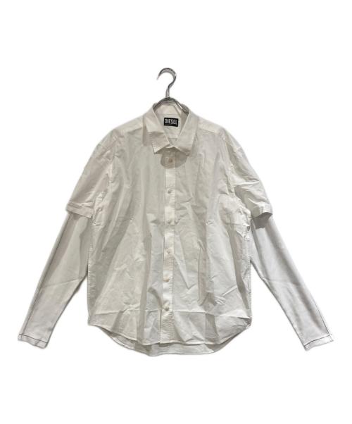 DIESEL（ディーゼル）DIESEL (ディーゼル) オーバルDロゴ レイヤードシャツ ホワイト サイズ:SIZE Lの古着・服飾アイテム