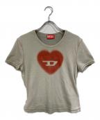 DIESELディーゼル）の古着「T-ELE TEE Dロゴ ハートプリント クルーネックＴシャツ」｜グリーン