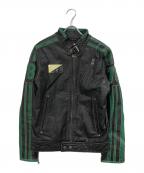 DIESELディーゼル）の古着「レーシングジャケット」｜ブラック×グリーン