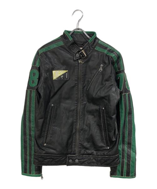 DIESEL（ディーゼル）DIESEL (ディーゼル) レーシングジャケット ブラック×グリーン サイズ:SIZE XLの古着・服飾アイテム