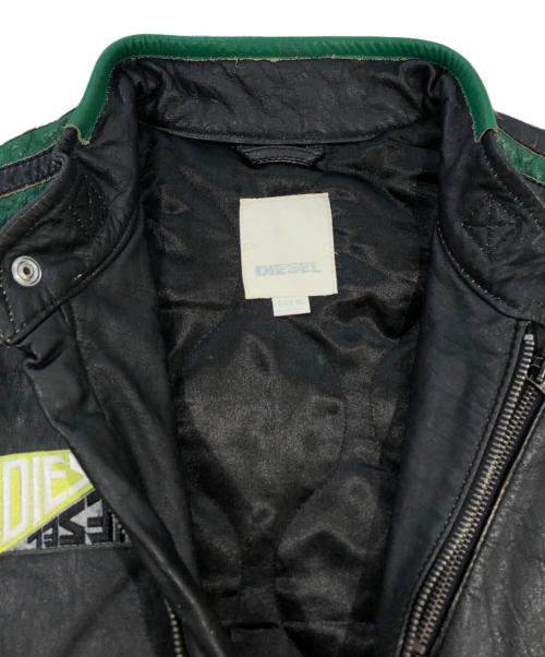 DIESEL（ディーゼル）DIESEL (ディーゼル) レーシングジャケット ブラック×グリーン サイズ:SIZE XLの古着・服飾アイテム