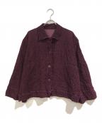 me ISSEY MIYAKEミーイッセイ ミヤケ）の古着「ヘリンボーンフロッキーカリフラワーカーディガン」｜パープル