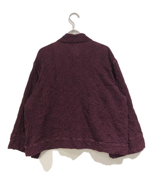 me ISSEY MIYAKE（ミーイッセイ ミヤケ）me ISSEY MIYAKE (ミーイッセイ ミヤケ) ヘリンボーンフロッキーカリフラワーカーディガン パープル サイズ:-の古着・服飾アイテム