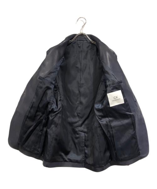 Calvin Klein（カルバンクライン）Calvin Klein (カルバンクライン) ベジタブルラム レザージャケット ネイビー サイズ:SIZE 34の古着・服飾アイテム