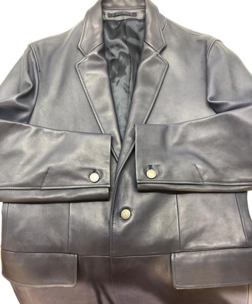 Calvin Klein（カルバンクライン）Calvin Klein (カルバンクライン) ベジタブルラム レザージャケット ネイビー サイズ:SIZE 34の古着・服飾アイテム